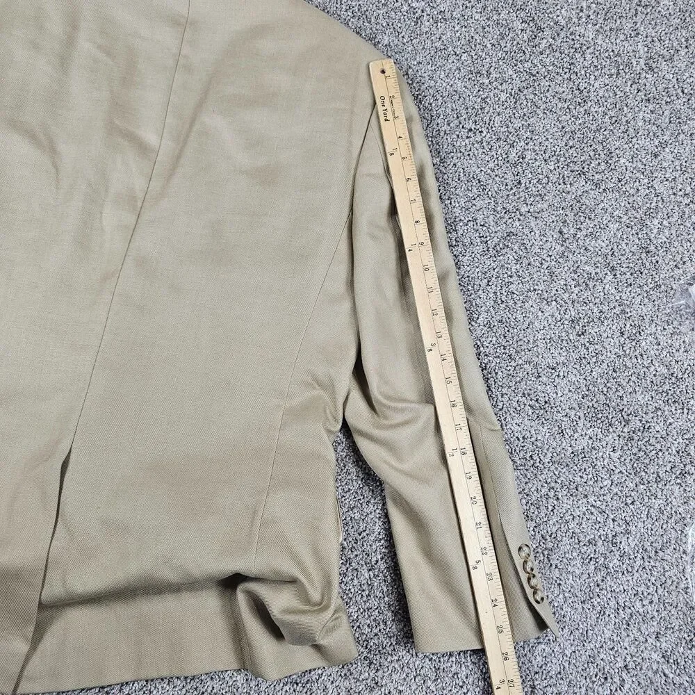 Jos A Bank Blazer Sport Coat Mens 44L Beige Wool Silk Blend Two Button Notch
